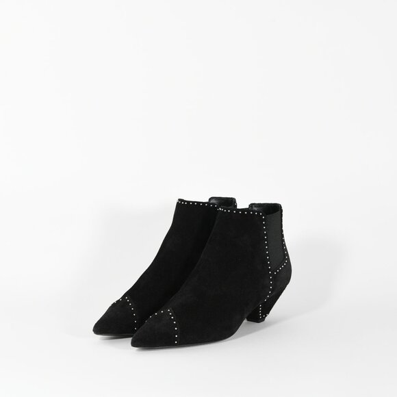 Saint Laurent Blaze Studded Suede Ankle Boots Black Size 38.5 New with Box - Picture 5 of 16